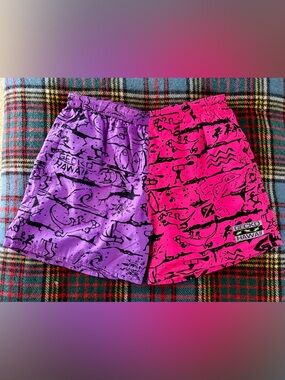 NWT Gecko Hawaii Size Large Neon Pink/Purple Split Volley Shorts